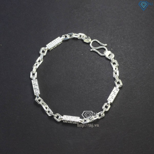 Lắc tay bạc nam hoạ tiết mắt vuông đẹp LTA0163
