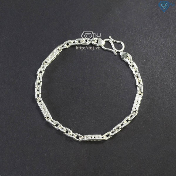Lắc tay bạc nam hoạ tiết hình trái tim LTA0167
