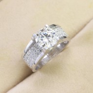Nhẫn bạc nam cách điệu đính kim cương Moissanite 8.0mm - Kiểm định GRA NNAM0137