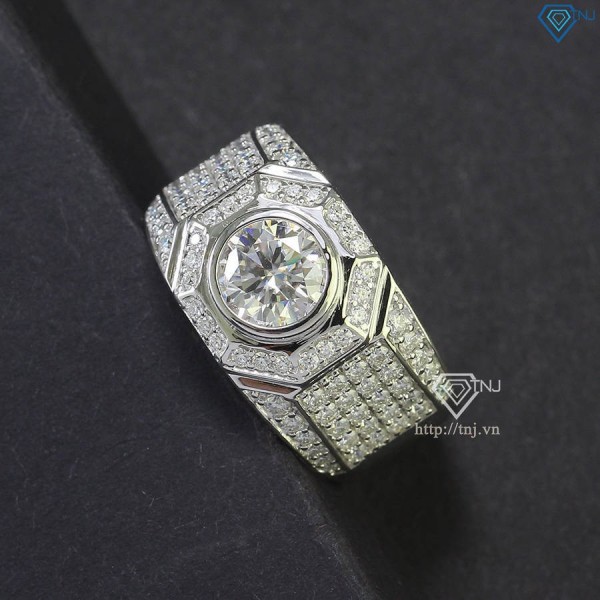 Nhẫn nam đính full kim cương Moissanite chìm 7.0mm NNAM0140