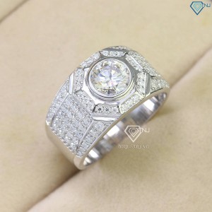 Nhẫn nam đính full kim cương Moissanite chìm 7.0mm NNAM0140