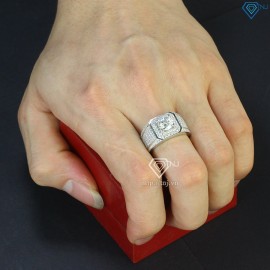 Nhẫn bạc nam đính full kim cương Moissanite đẹp 7.0mm NNAM0142