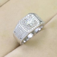 Nhẫn bạc nam đính full kim cương Moissanite đẹp 7.0mm - Kiểm định GRA NNAM0142