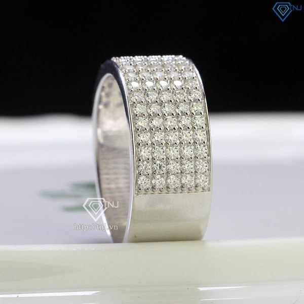 Nhẫn nam dạng tròn đính full kim cương Moissanite NNAM0143