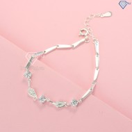 Lắc tay bạc nữ hình chiếc lá đính đá đẹp LTN0153 - Trang Sức TNJ
