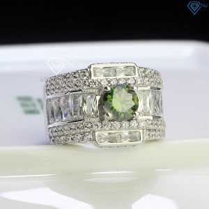 Nhẫn nam cao cấp đính kim cương Moissanite xanh 7.0mm NNAM0145