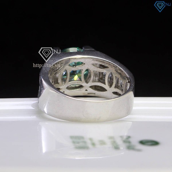 Nhẫn nam đính kim cương Moissanite xanh 10mm - Kiểm định GRA NNAM0152