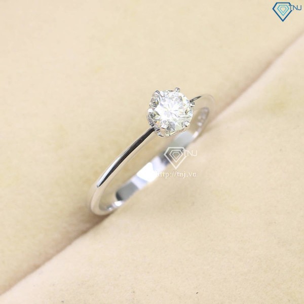 Nhẫn bạc nữ đơn giản đính kim cương Moissanite 5.0mm - Kiểm định G