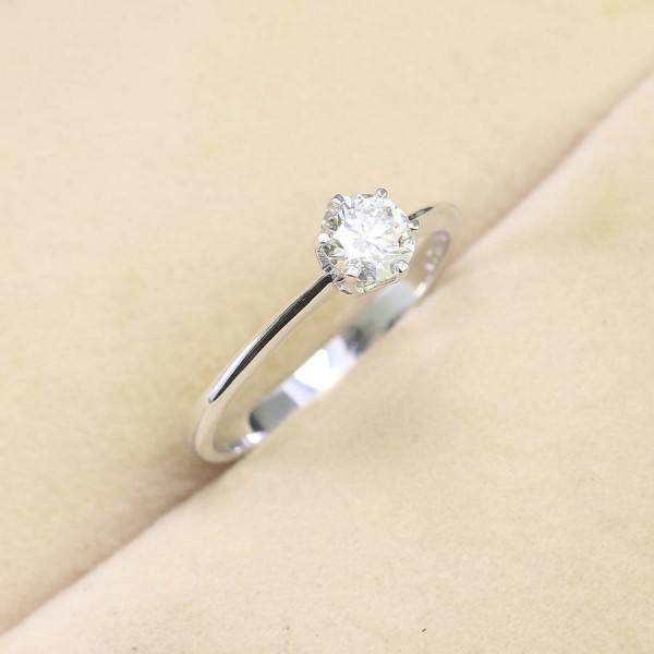 Nhẫn bạc nữ đơn giản đính kim cương Moissanite 5.0mm - Kiểm định GRA NNM0055