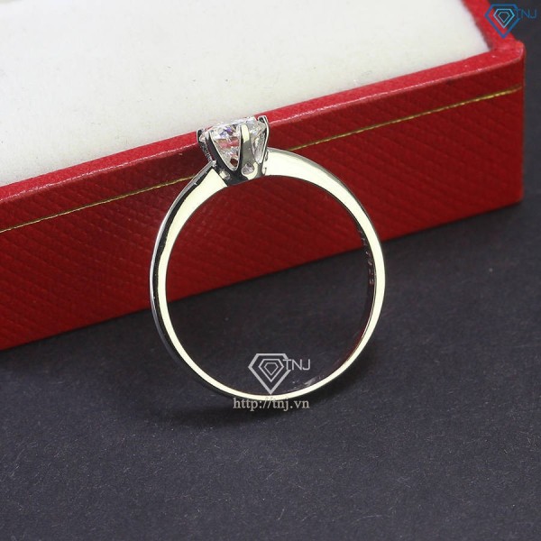 Nhẫn bạc nữ đơn giản đính kim cương Moissanite 5.0mm - Kiểm định G