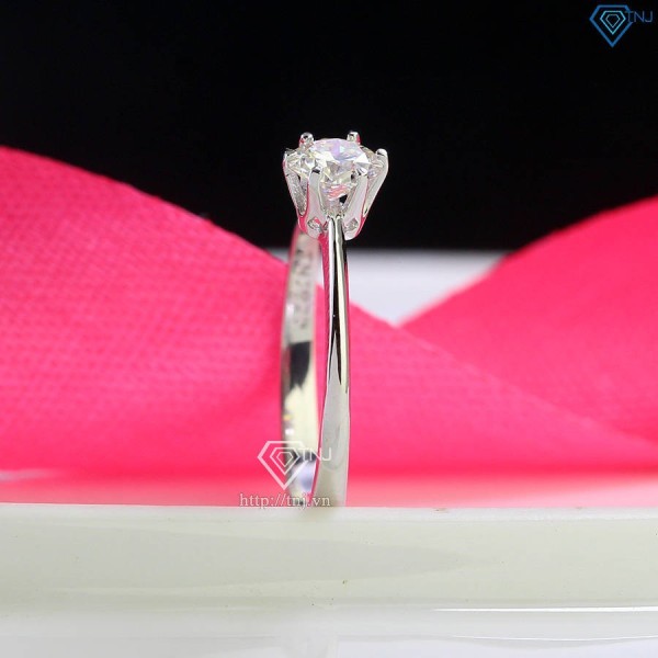 Nhẫn bạc nữ đơn giản đính kim cương Moissanite 5.0mm - Kiểm định G