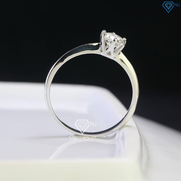 Nhẫn bạc nữ đơn giản đính kim cương Moissanite 5.0mm - Kiểm định G