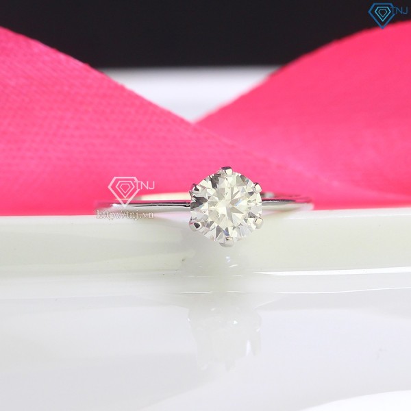 Nhẫn bạc nữ  đơn giản đính kim cương Moissanite 6.0mm - NNM0055