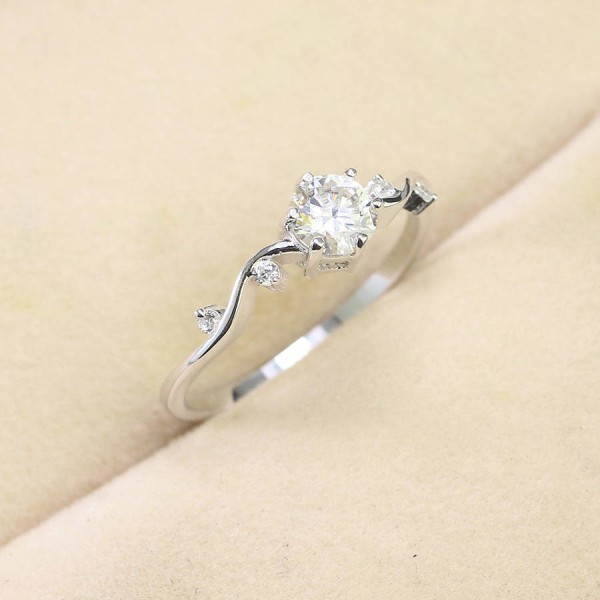 Nhẫn bạc nữ hình lượn sóng đính kim cương Moissanite 5.0mm - Kiểm định GRA NNM0056