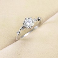 Nhẫn bạc nữ hình lượn sóng đính kim cương Moissanite 6.0mm - Kiểm định GRA NNM0056