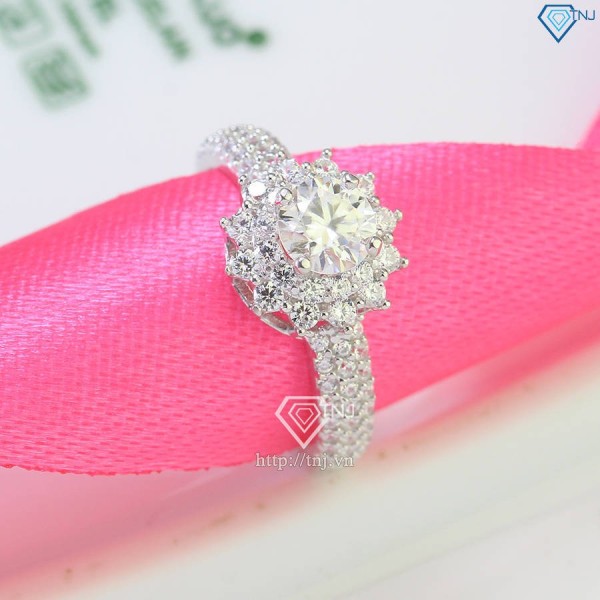 Nhẫn bạc nữ cao cấp đính kim cương Moissanite 5.5mm NNM0060