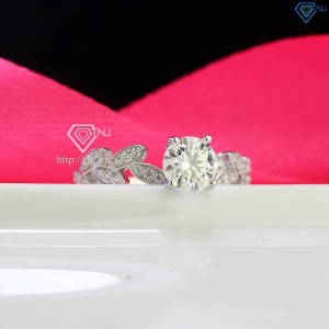 Nhẫn bạc nữ hoạ tiết hoa hồng đính kim cương Moissanite 6.0mm NNM0061