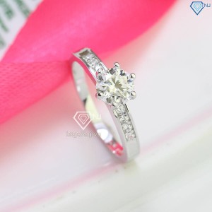 Nhẫn bạc nữ 925 đơn giản đính kim cương Moissanite 6.0mm NNM0065