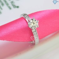 Nhẫn bạc nữ 925 đơn giản đính kim cương Moissanite 6.0mm NNM0065