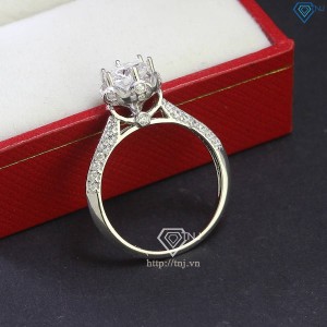 Nhẫn bạc nữ hoa văn cao cấp đính kim cương Moissanite 6.0mm NNM0070