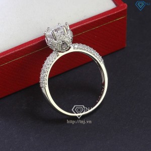 Nhẫn bạc nữ hoa văn cao cấp đính kim cương Moissanite 6.0mm NNM0071