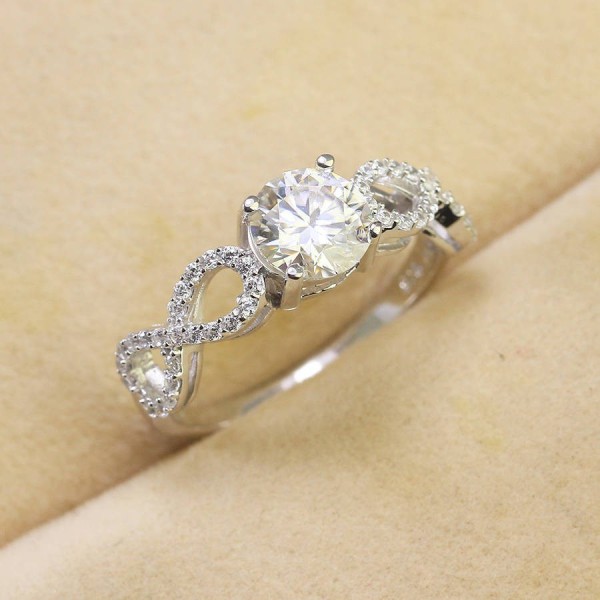 Nhẫn nữ hình vô cực bạc đính kim cương Moissanite 6.5mm - Kiểm định GRA NNM0080