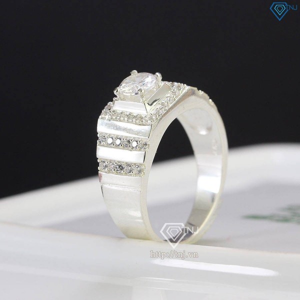 Nhẫn nam bạc đẹp đính đá trắng NNA0057