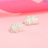 Bông tai 925 bạc nữ mặt đá vuông đẹp BTN0258
