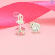 Bông tai bạc nữ mặt đính đá giá rẻ BTN0264