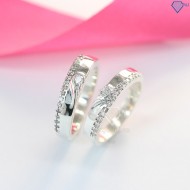 Nhẫn đôi bạc nhẫn cặp bạc  trái tim ghép  đính đá ND0238