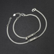 Vòng tay đôi bạc vòng tay cặp bạc khắc tên theo yêu cầu LTD0049