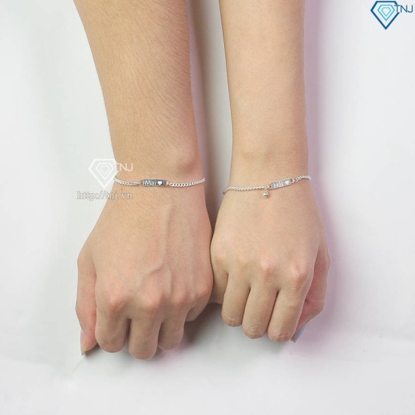 Vòng tay đôi bạc vòng tay cặp bạc khắc tên theo yêu cầu LTD0049