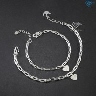 Vòng tay đôi bạc mắt xích cá tính khắc chữ cái theo yêu cầu LTD0061