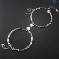 Vòng tay đôi bạc mắt xích cá tính khắc chữ cái theo yêu cầu LTD0061