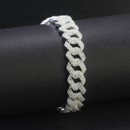 Lắc tay nam Cuban bạc đính đá 10mm LTA0172