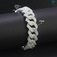 Lắc tay nam Cuban bạc đính đá 13mm LTA0173 - Trang Sức TNJ