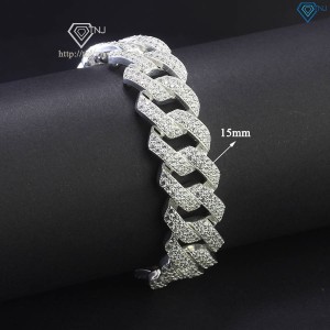 Lắc tay nam Cuban bạc đính đá 15mm LTA0174 - Trang Sức TNJ