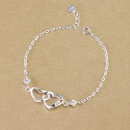 Lắc tay nữ trái tim đôi đính kim cương Moissanite 4mm - Kiểm định GRA LTNM0016