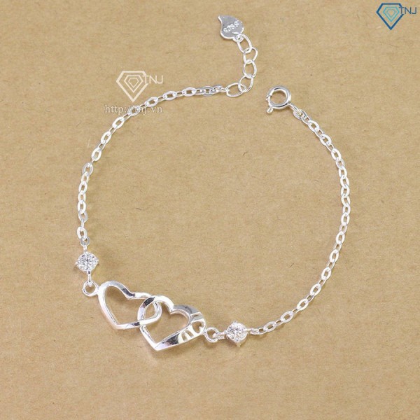 Lắc tay nữ trái tim đôi đính kim cương Moissanite 4.0mm LTNM0016