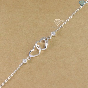 Lắc tay nữ trái tim đôi đính kim cương Moissanite 4.0mm LTNM0016