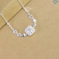 Lắc tay bạc nữ mặt vuông đính kim cương Moissanite 6.5mm