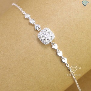 Lắc tay bạc nữ mặt vuông đính kim cương Moissanite 6.5mm