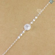 Lắc tay bạc nữ mặt tròn đính kim cương Moissanite 7.0mm LTNM0018