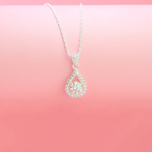 Dây chuyền nữ mặt giọt nước đính kim cương Moissanite 6.5mm DCNM0049