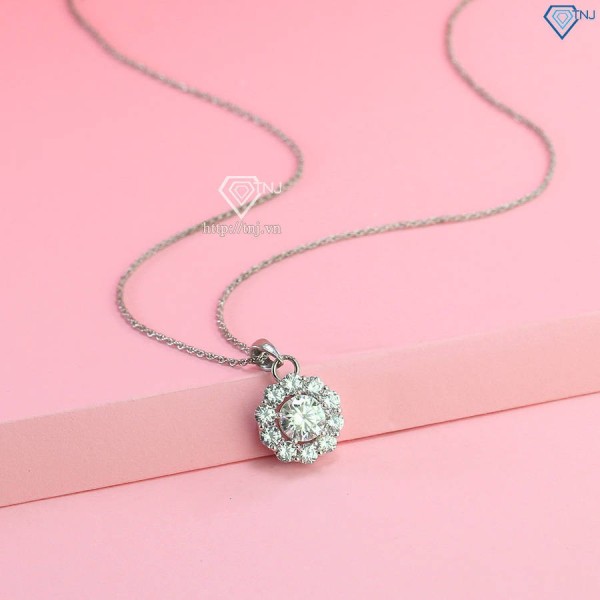 Dây chuyền nữ tròn đơn giản đính kim cương Moissanite 7.5mm DCNM0052