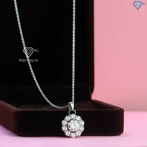 Dây chuyền nữ tròn đơn giản đính kim cương Moissanite 7.5mm DCNM0052