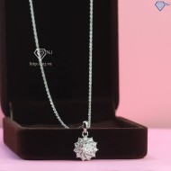 Dây chuyền nữ mặt đính kim cương Moissanite 6.0mm xi kim DCNM0053