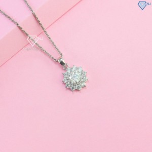 Dây chuyền nữ mặt đính kim cương Moissanite 6.0mm xi kim DCNM0053