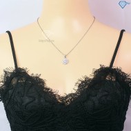 Dây chuyền nữ mặt đính kim cương Moissanite 6.0mm xi kim DCNM0053