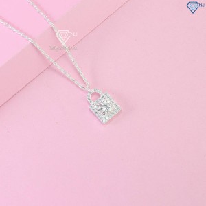 Dây chuyền nữ mặt ổ khoá đính kim cương Moissanite 6.5mm DCNM0056